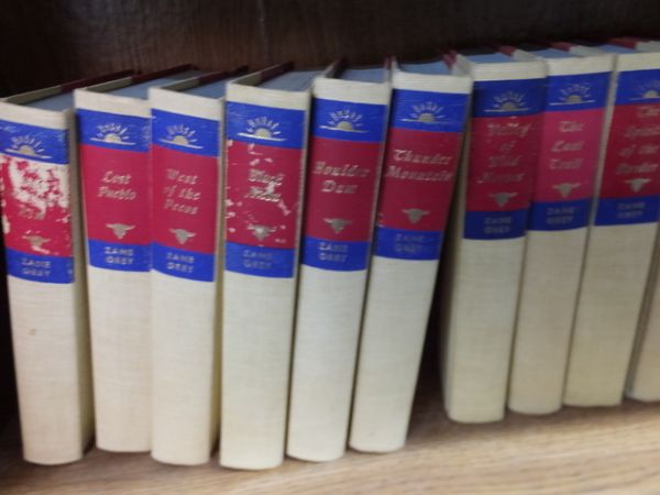 ZANE GREY VINTAGE 33-VOLUME SET, BOOKCASE & MORE!