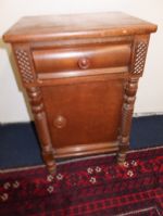 ANTIQUE NIGHT STAND - MATCHES VANITY WITH BEAUTIFUL WOOD WORK