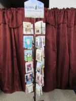 LEANING TREE ANITQUE BRONZE FINISH CARD RACK WITH CARDS