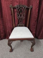 LOVELY CARVED SIDE CHAIR WITH UPHOLSTERED SEAT