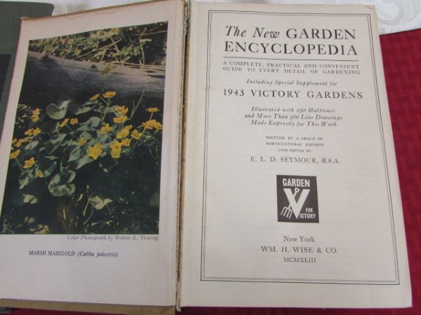 ONE ANTIQUE & TWO VINTAGE GARDENING BOOKS.