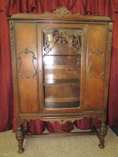 ANTIQUE GLASS FRONT CHINA CABINET