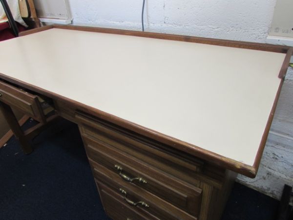 SECRETARIAL DESK WOOD OVER PLYWOOD & FORMICA TOP