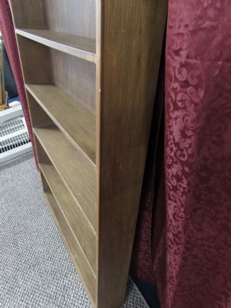 ALL WOOD DISPLAY SHELVING UNIT, DVD's, CD's, VINTAGE TOYS & BOOKS.