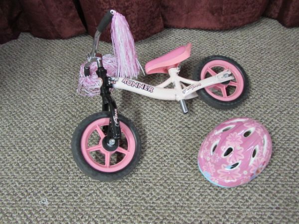 ADAMS RUNNER PINK BALANCE BIKE & HELMET