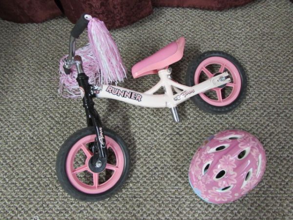 ADAMS RUNNER PINK BALANCE BIKE & HELMET