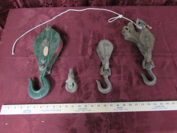 VARIETY OF VINTAGE PULLEYS