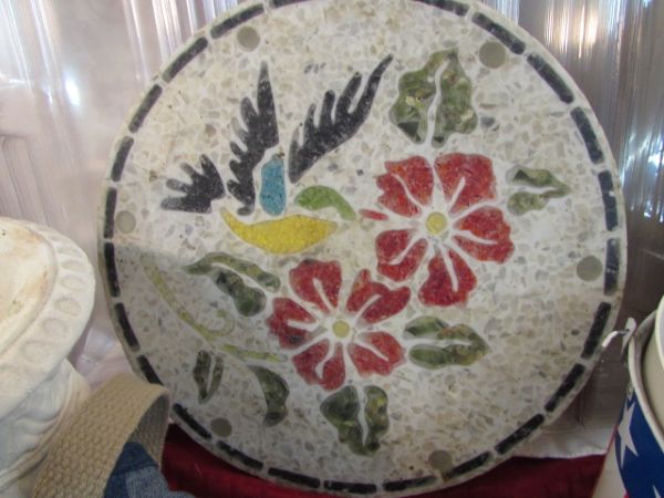 GARDEN VARIETY LOT - SEEDLING HOT HOUSES, STEPPING STONE, POTS, GARDEN APRON