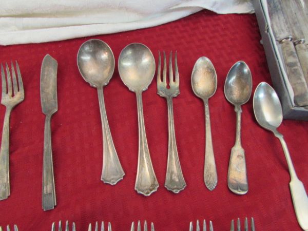 FIFTY PIECES OF FLATWARE & SILVERPLATE
