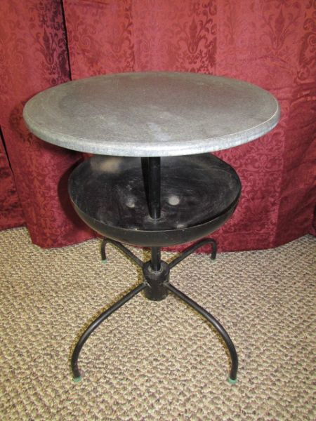 TWO ROUND PATIO/PLANT TABLES