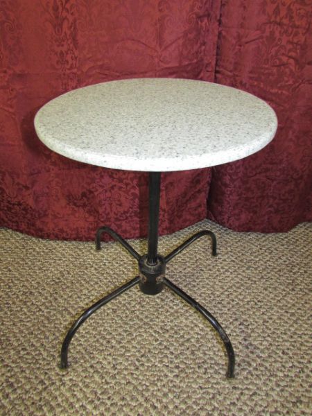 TWO ROUND PATIO/PLANT TABLES