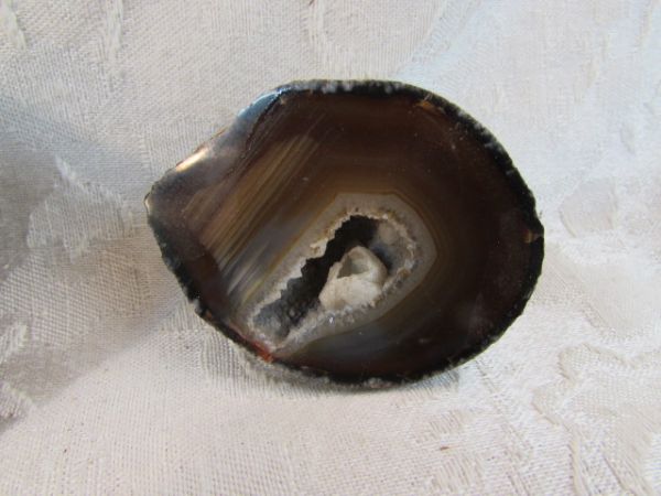 TWO THUNDER EGGS - SLICED AND POLISHED!  TWO FABULOUS AGATE SLICES, GEODE!