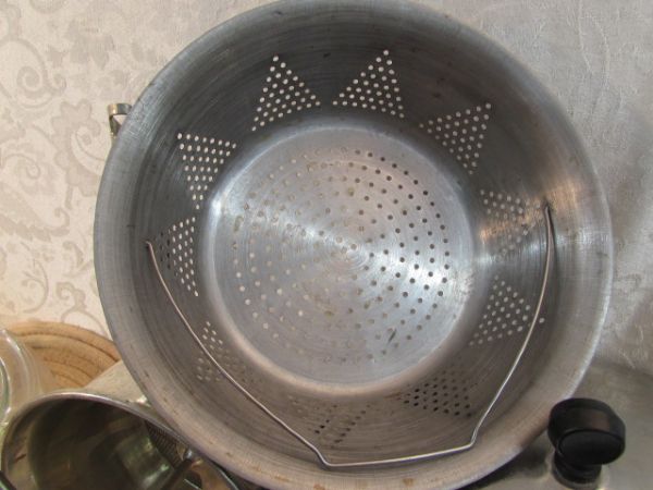 VINTAGE POTS, PANS, PYREX AND MORE