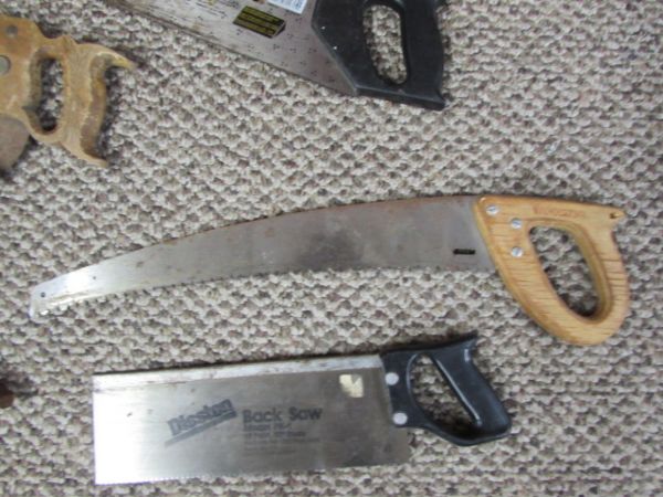 SIX  VINTAGE SAWS - ALL TYPES OF WOOD OR MAKE MUSIC!