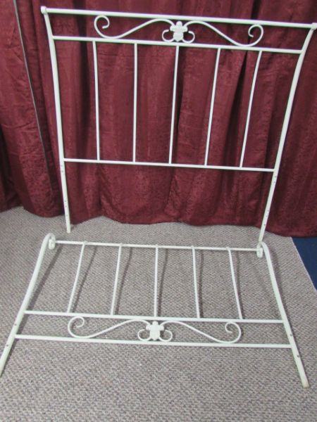 VINTAGE WHITE METAL HEAD & FOOT BOARDS