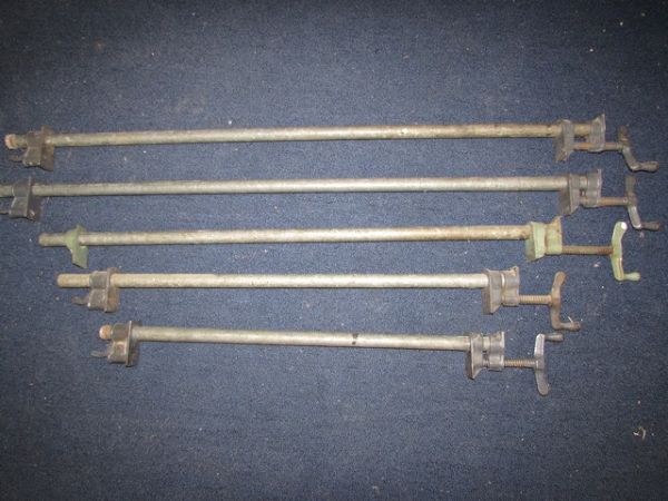 FIVE PIPE CLAMPS - VARIOUS LENGTHS