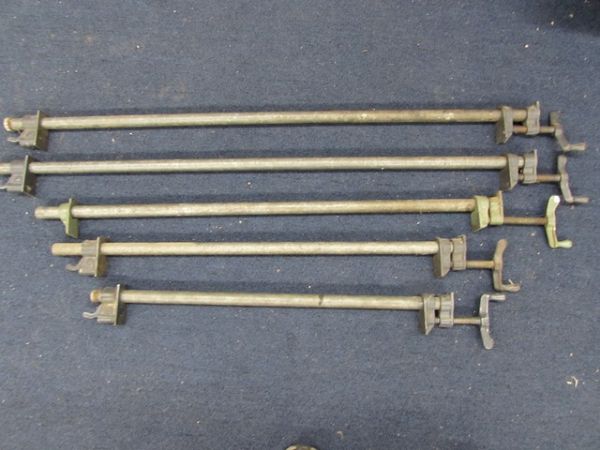 FIVE PIPE CLAMPS - VARIOUS LENGTHS