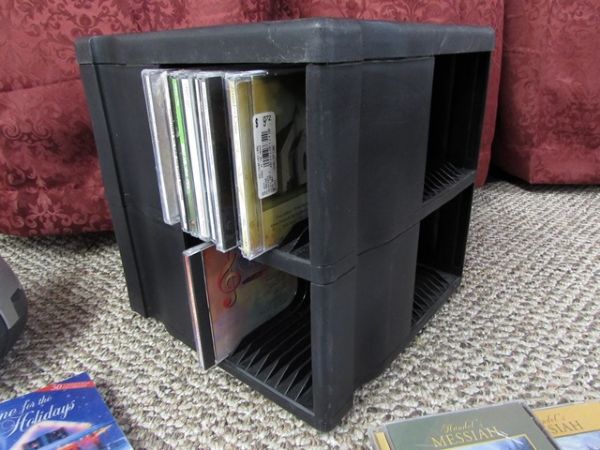 CD/CASSETTE PLAYER, PORTABLE CD PLAYER AND CDs AND HOLDER