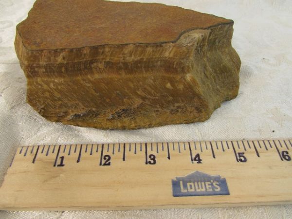 LARGE TIGER-EYE ROUGH STONE.  APPROX, 2.5 LBS