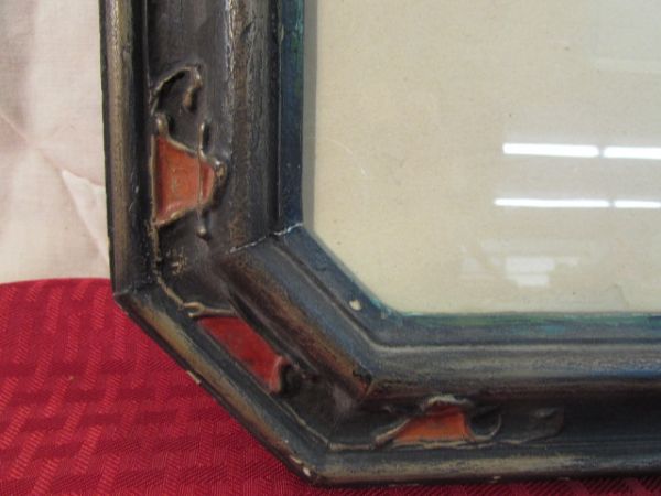 ANTIQUE ART PIECE WITH DRAMATIC FRAME 