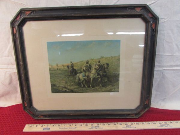 ANTIQUE ART PIECE WITH DRAMATIC FRAME 