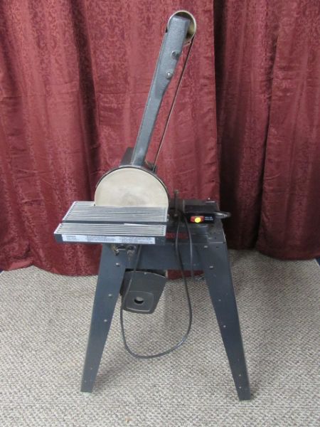 CRAFTSMAN BELT SANDER WITH SIDE DISK SANDER & EXTRA BELTS - POWERS UP!!!