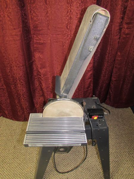 CRAFTSMAN BELT SANDER WITH SIDE DISK SANDER & EXTRA BELTS - POWERS UP!!!