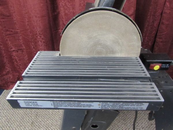 CRAFTSMAN BELT SANDER WITH SIDE DISK SANDER & EXTRA BELTS - POWERS UP!!!