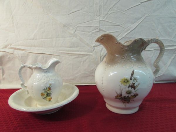 VINTAGE ARNEL'S CERAMIC PITCHERS & WASH BASIN