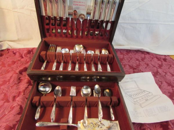 59 PIECE OF HOLMES & EDWARDS IS SILVERPLATE WITH TARNISH RESISTANT CHEST