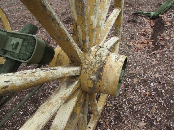 JOHN DEERE GREEN & YELLOW REAR WAGON WHEELS