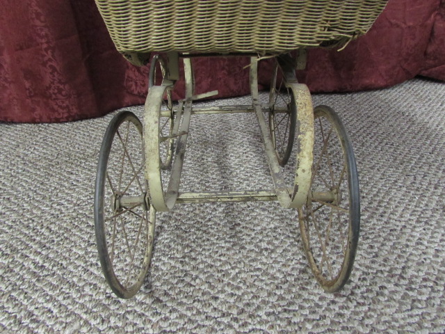 antique wicker doll stroller
