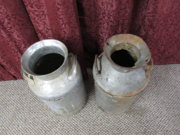 TWO LARGE VINTAGE MILK CANS