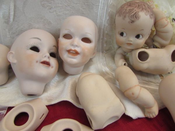 PORCELAIN BISQUE DOLL PARTS - MAKE OR REPAIR YOUR OWN DOLLS