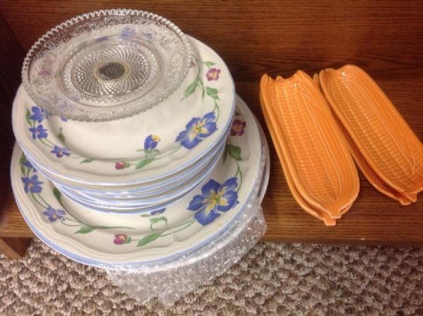 TALL SHELF UNIT WITH LOADS OF DISHWARE