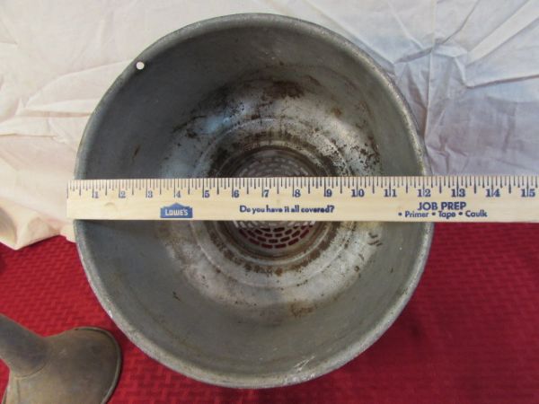 OLD METAL MILK STRAINER WITH FUNNEL