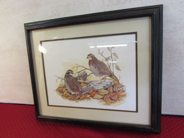 FRAMED QUAIL PRINT BY LYNN BEAN