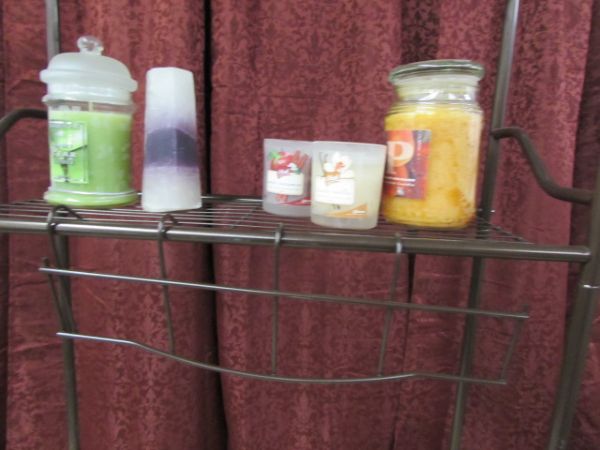 BATHROOM ORGANIZER, CANDLES & RUGS