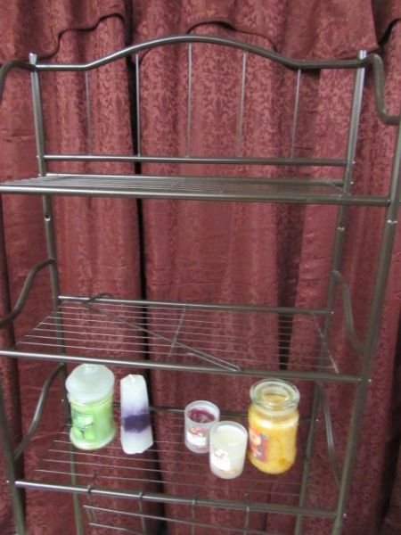 BATHROOM ORGANIZER, CANDLES & RUGS