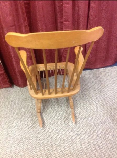 SOLID WOOD ROCKER WITH RED GINGHAM CHECKERED CUSHIONS & LOTS OF SPRING