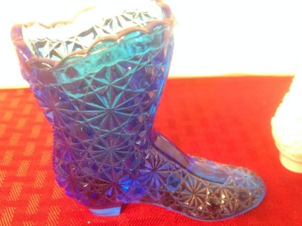 TWO FENTON GLASS BOOTS