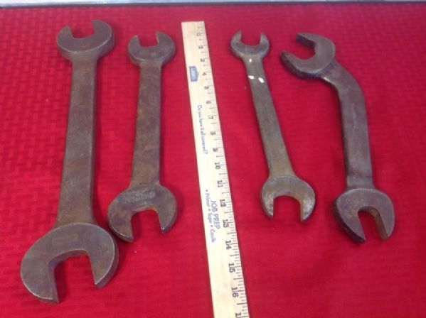 COLLECTION OF LARGE STEEL WRENCHES - ARMSTRONG & MORE