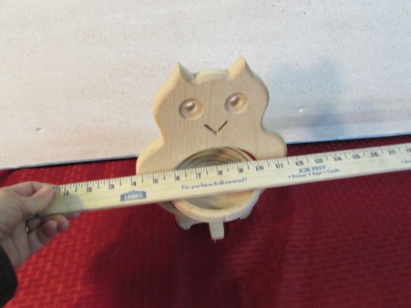 HANDMADE WOODEN OWL BOWL/TRIVET