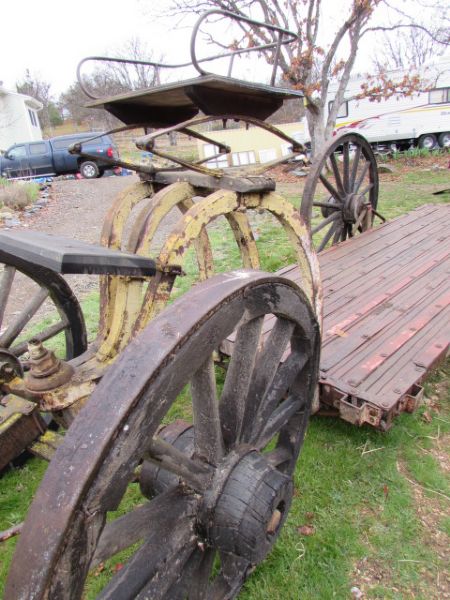 RARE ANTIQUE HORSE DRAWN FREIGHT WAGON