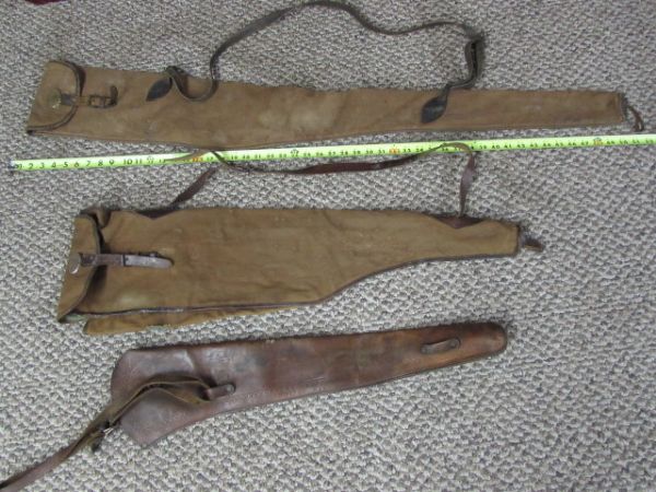 THREE VERY OLD  RIFLE SCABBOARDS 