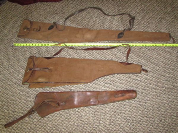 THREE VERY OLD  RIFLE SCABBOARDS 