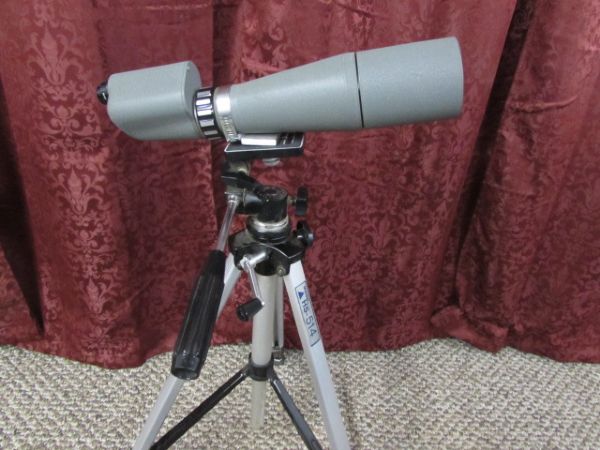 SPOTTING SCOPE, BINOCULARS, TRIPOD