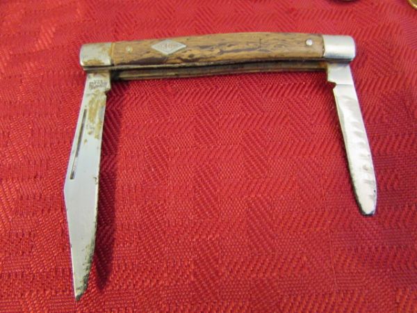 MEN'S VALET VARIETY LOT-POCKET KNIFE, WINSTON LIGHTER, PINS & MORE