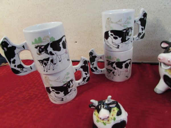 VERY COWFUL LOT - TEAPOT, MUGS & MORE
