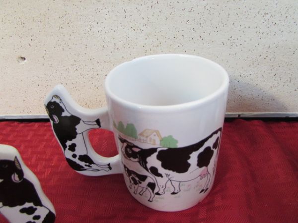 VERY COWFUL LOT - TEAPOT, MUGS & MORE